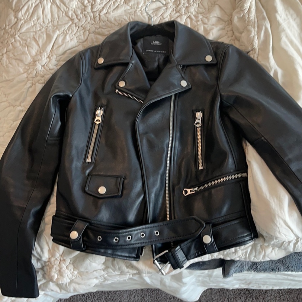 Zara Black Faux Leather Jacket
